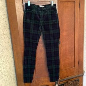 Velveteen tartan plaid skinny pants